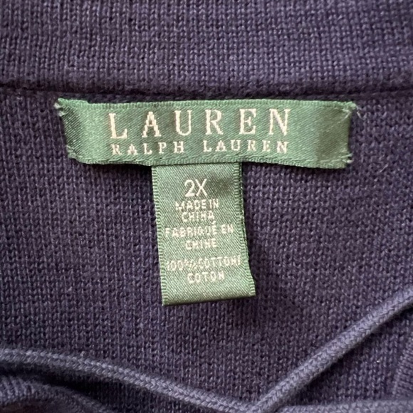 Lauren Ralph Lauren Navy Sweater 2X 100% Cotton - Picture 13 of 16